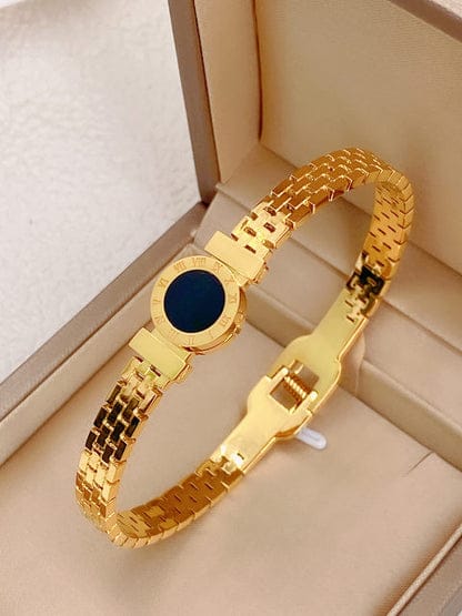 Timeless Love Handcuff Elegant 18K Gold Plated Surgical Steel Back To Rome Love Letter Bracelet Roman Numeral Bangle for Women